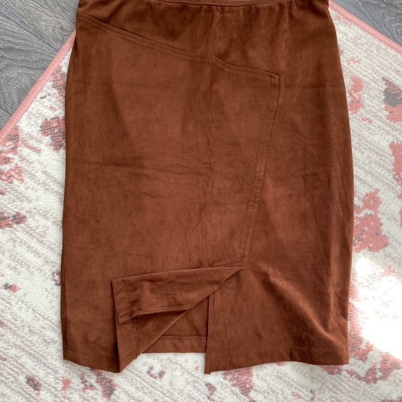 Faux Suede Pencil Skirt - Picture 2 of 6